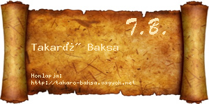 Takaró Baksa névjegykártya